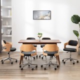 VidaXL Scaune pivotante, 6 buc. negru, lemn curbat &amp; piele ecologică