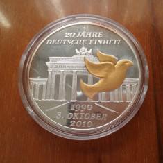 1990-2010-Germania-20 ani....-Ag.+Au-28g-40mm-