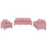Cumpara ieftin Set de canapele cu perne, 3 piese, roz, catifea