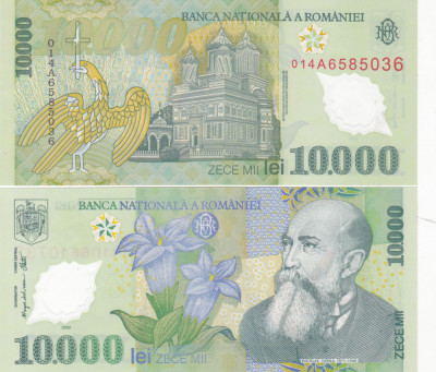 Bancnota 10000 lei - Romania 2000 - UNC foto