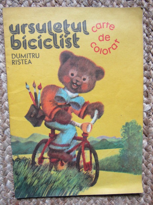 Ursulețul biciclist - Dumitru Ristea - carte de colorat - 1984
