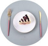 Set de 4 naproane RAILONCH, piele sintetica, gri, rotund, 38 cm