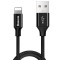 Baseus Lightning Yiven rezistent la curele Apple iPhone Cablu de date și &icirc;ncărcare 2A 1.2m negru (CALYW-01)