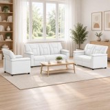 Set de canapea 3 pcs Alb Piele artificiala