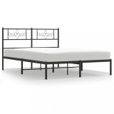 Cumpara ieftin Cadru de pat metalic cu tablie, negru, 140x190 cm
