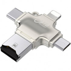 Card Reader iUni iDragon 4 in 1 Lightning, MicroUSB, Type-C si USB, pentru iPhone, iPad, iPod