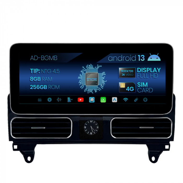 Navigatie Mercedes Benz ML GL W166 X166 (2012-2015), NTG 4.5, Android 13, MB-Octacore, 8GB RAM + 256GB ROM, 12.3 Inch - AD-BGMB1000845+AD-BGRKITMB016