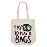Sacosa Reutilizabila Textila, Model Say No to Plastic Bags, Bumbac, Culoare Bej, Dimensiuni 34x12x36cm, Oem
