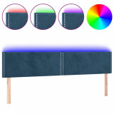 Tăblie de pat cu LED, albastru &icirc;nchis, 180x5x78/88 cm, catifea