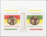 Ajman 1968 - Jocurile Olimpice, medaliati cu aur, bloc nedantelat neuzat