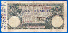 (75) BANCNOTA ROMANIA - 100.000 LEI 1946 (20 DECEMBRIE 1946), FILIGRAN ORIZONTAL foto