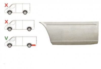 Segment reparatie aripa spate Mercedes Sprinter 1995-2007 VW LT 1995-2006 L=2900 Partea Stanga, Spate, baza roti :4025 mm, in spatele rotii foto