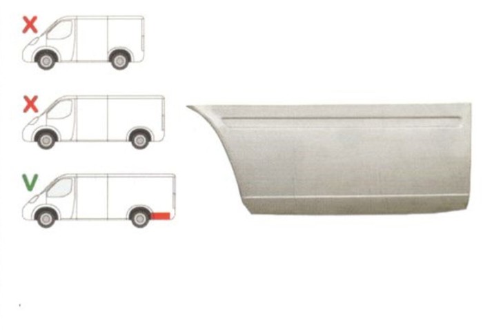 Segment reparatie aripa spate Mercedes Sprinter 1995-2007 VW LT 1995-2006 L=2900 Partea Stanga, Spate, baza roti :4025 mm, in spatele rotii