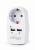 PRIZA GEMBIRD, Schuko x 1, conectare prin Schuko (T), USB x 2, 10 A, protectie supratensiune/ supracurent, alb, &quot;EG-ACU2-02&quot;