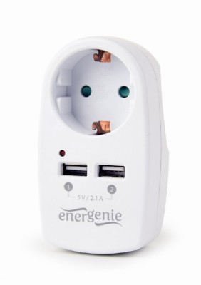 PRIZA GEMBIRD, Schuko x 1, conectare prin Schuko (T), USB x 2, 10 A, protectie supratensiune/ supracurent, alb, &amp;quot;EG-ACU2-02&amp;quot; foto