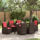 VidaXL Set de masă pentru grădină 7 pcs Maro Rattan poli