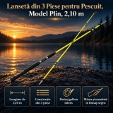 Lansetă din 3 Piese pentru Pescuit, Model Plin, 2,10 m