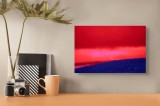 Tablou Canvas Turbină Eoliană sub Cerul Roșu Peisaj Natură, 39 x 26 cm, CMCLASS