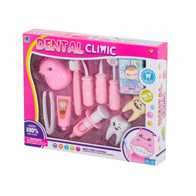 Trusa medic stomatolog pentru copii, Plastic/Carton, +3 ani, 36x28x6 cm, Roz foto