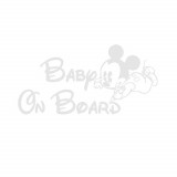 Cumpara ieftin Sticker Decorativ Auto Baby On Board Mickey 20 x 10 cm Model 15 Alb, Oem