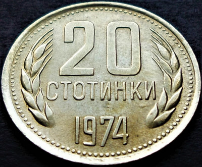 Moneda 20 STOTINKI - RP BULGARIA, anul 1974 * cod 709 foto