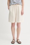 Marc O&#039;Polo pantaloni scurți din in culoarea bej, neted, high waist, 504011215049