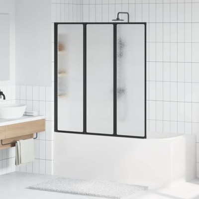 vidaXL Paravan de duș Manual Negru 132 x 2 x 140 cm Aluminiu foto