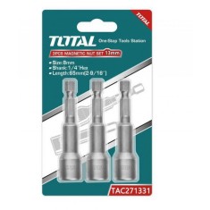 Set chei1/4&rdquo; hex Total, 3 buc, lungime 65mm, diametru 13mm
