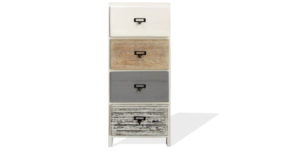 Rebecca Mobili Set 4 Cassette Frutta Vintage Stile Shabby In Legno Di Paulownia – Portaoggetti E Fioriere Per Casa E Giardino – Bianco E Grigio