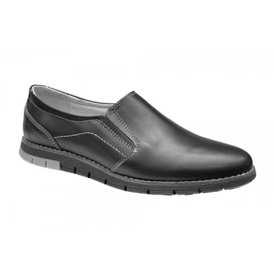 Pantofi barbati, casual din piele naturala, Negru, GKR81N foto