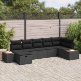 vidaXL Set de canapele pentru grădină cu pernă 7 pcs Negru Rattan poli 3360972