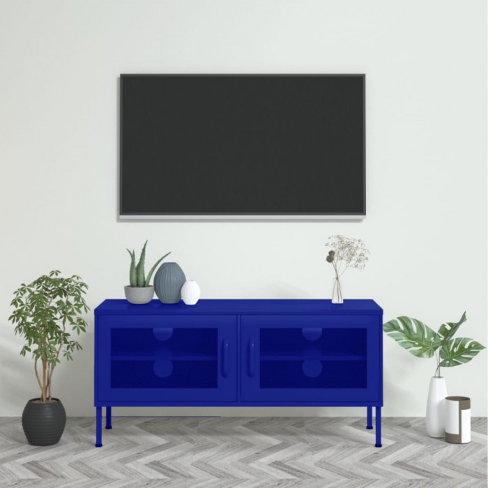 Comoda TV, bleumarin, 105x35x50 cm, otel GartenMobel Dekor