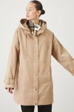Medicine hanorac femei, culoarea bej, de tranzitie, oversize