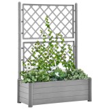 Jardiniera de gradina cu spalier, gri piatra, 100x43x142, PP GartenMobel Dekor, vidaXL