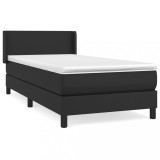 Cumpara ieftin Pat continental cu saltea, negru, 80x200 cm, piele ecologica