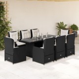 Cumpara ieftin Gossi set mobilier de gradina cu perne, 9 piese, negru, poliratan