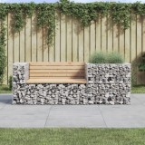 Banca gradina vidaXL cu cos gabion, lemn masiv pin, 192x71x65.5cm, aspect rustic, capacitate 110kg