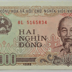 BANCNOTA COMUNISTA 2000 DONG - VIETNAM, anul 1988 *cod 769 = UNC