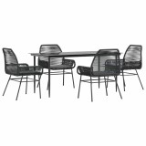 Cumpara ieftin Set de sufragerie de gradina 5 piese neagra Sticla Poly Rattan