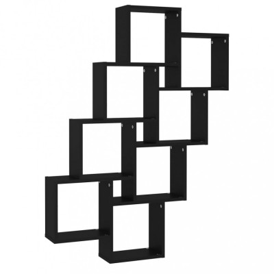 Raft de perete cub, negru, 90x15x119 cm, PAL foto