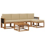 vidaXL Set de canapele de exterior 6 pcs Natural și Bej Poliester 3385154