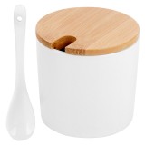 Bol pentru zahar din ceramica si bambus alb - 250ml Handy KitchenServ