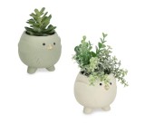 Set 2 plante artificiale verzi in ghiveci ceramica Pasari 10,3x10x15h
