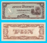 Filipine (p#108) 10 Pesos. 1942 aUNC &#039;Ocupația Japoneză&#039; serie: PE