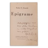 Radu D. Rosetti, Epigrame, 1949, exemplar numerotat, cu dedicație