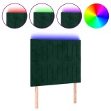 Cumpara ieftin Tablie de pat cu LED, verde inchis, 80x5x118/128 cm, catifea