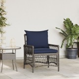 Scaun gradina ratan poli Gossi gri cu perne 60x70x78 cm, exterior, relaxare terasa balcon