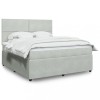 VidaXL Pat box spring cu saltea, gri deschis, 180x200 cm, catifea 3292400