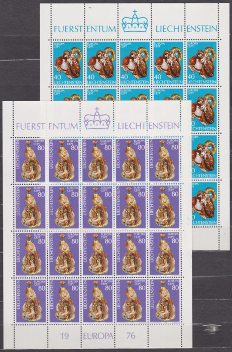 DB1 Pictura Lichtenstein 1976 Europa Fauna Vanatoare 2 MS MNH