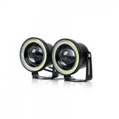 Set 2 x proiectoare auto LED, Angel Eyes, 76mm, 6000K, 12V foto